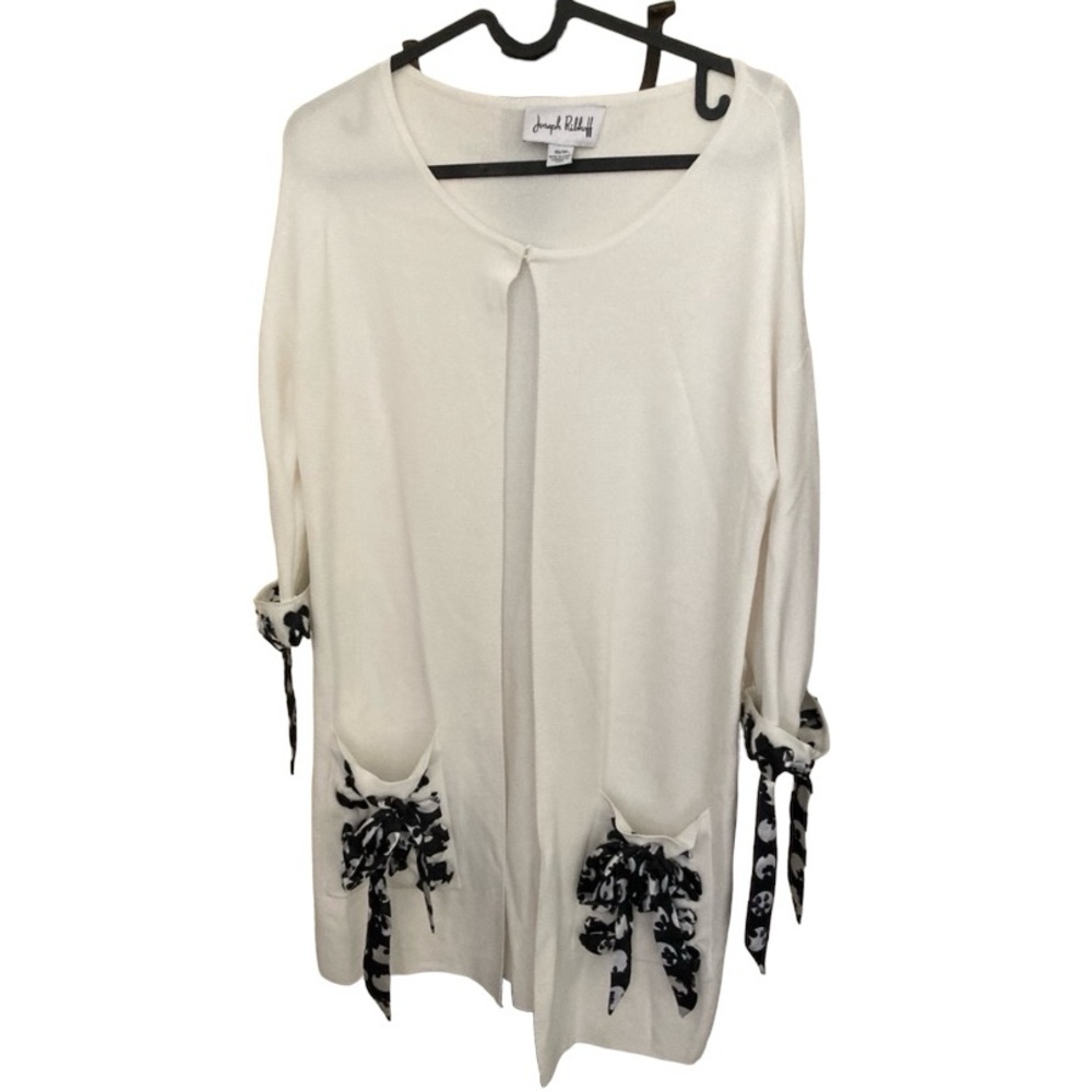 Joseph Ribkoff dressy cardigan with navy & white accents XS